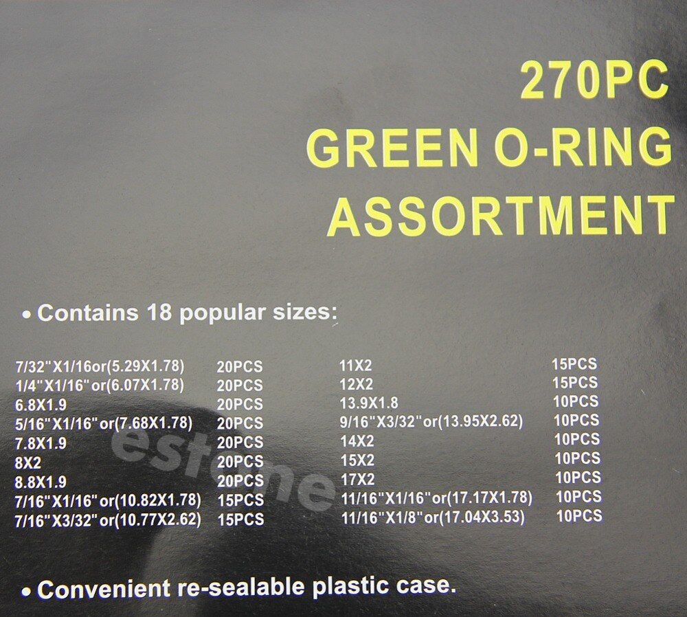 270 Pcs 18 Sizes Kit Air Conditioning HNBR O Rings Car Auto Vehicle Repair