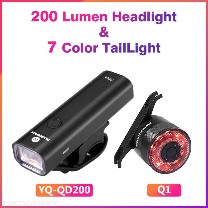 ROCKBROS 800 Lumen Bike Headlight High Power Bicycle Handlebar Front Lamp Waterproof Rechargeable LED Flashlight Cycling Light: YQ-QD200 and Q1