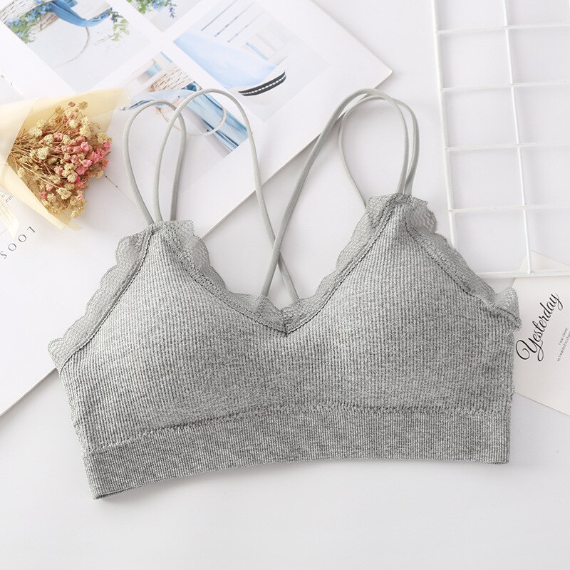 Sexy Kant Kant Bra Verpakt Vrouwen Vrouwen Ondergoed Dunne Schouder Riem Geen Stalen Ring Ondergoed