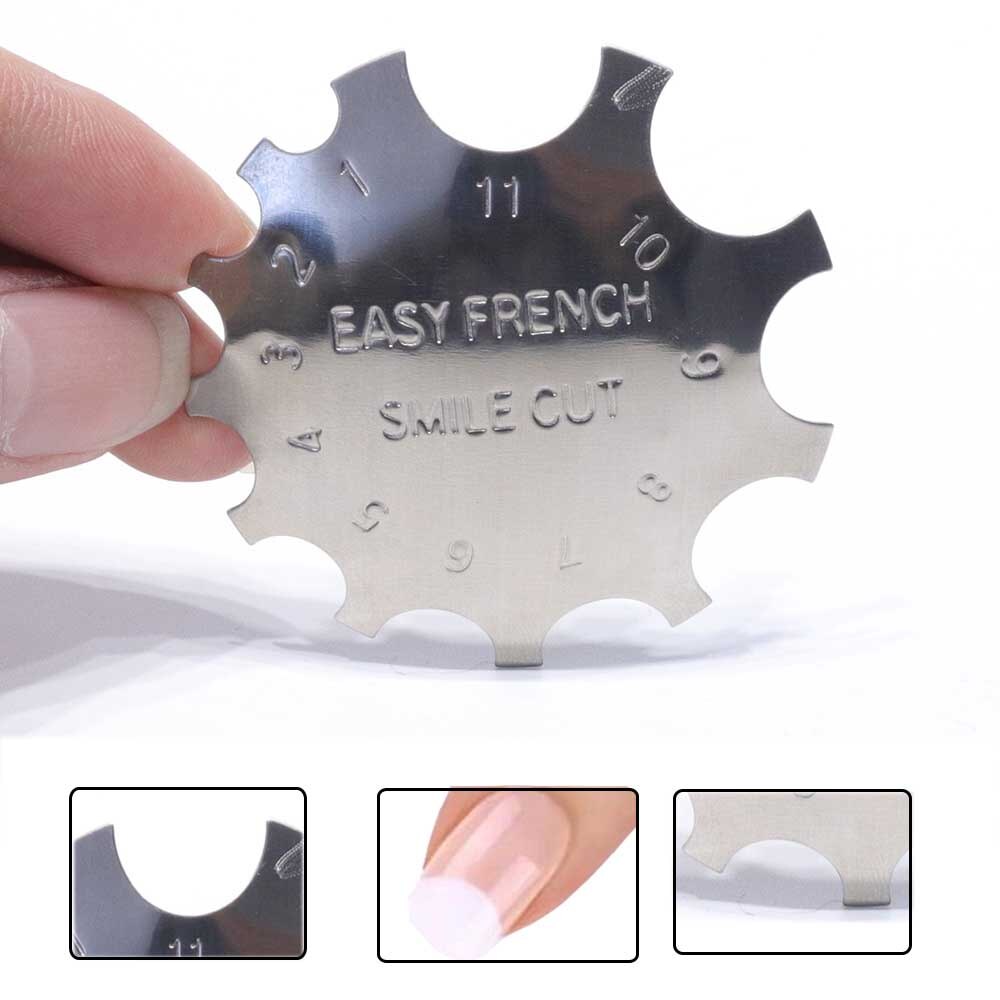 1 stk french smile nail art cut line edge trimmer rustfritt stål franske spiker halvmåne cutter sjablong manikyr verktøy  ji673: 02