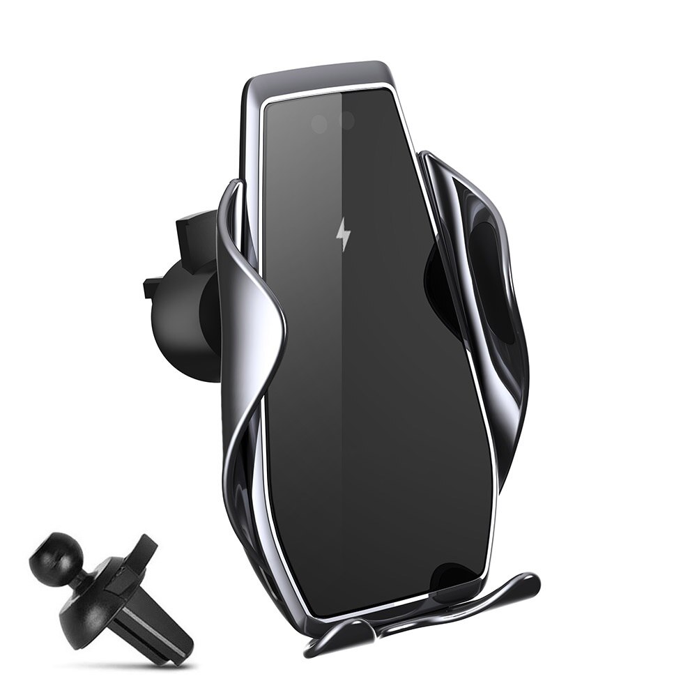 Fdgao Automatische Spannen Qi Auto Draadloze Oplader Voor Iphone 12 11 Pro Xs Xr X 15W Quick Charge Infrarood sensor Auto Telefoon Houder: Style 02 Silver