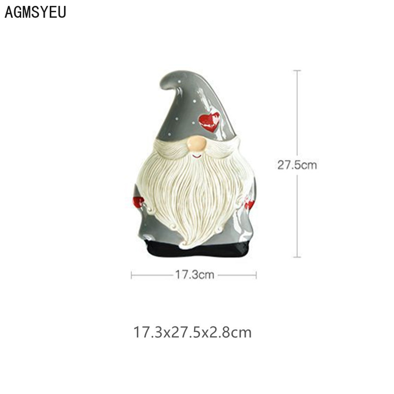 AGMSYEU Santa Claus Plate Ceramic Crafts Western Tableware Flat Plate Household Products Kitchen Ceramic Tableware