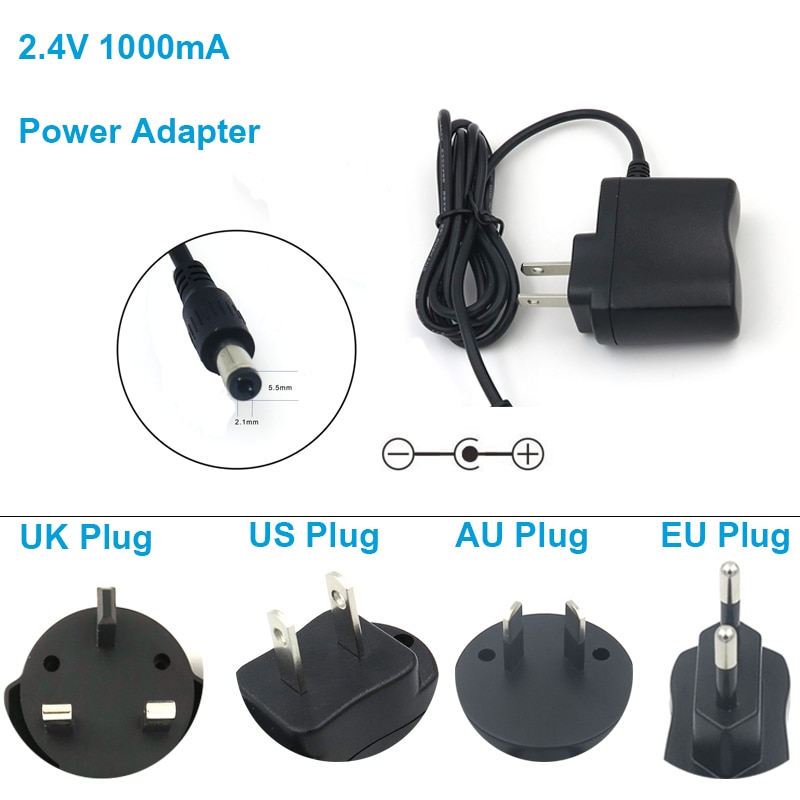1PCS AC 100V-240V DC 2.4V 1A 1000mA Converter Adapter Power Supply Universal Charger US/EU/UK/AU Plug DC 5.5*2.5mm Fast