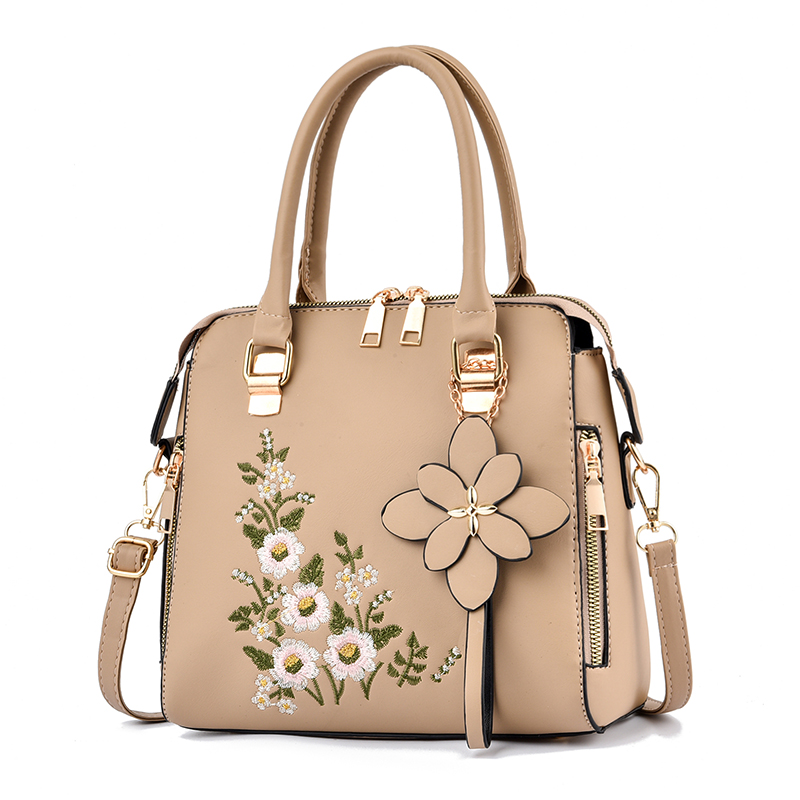 Umhängetasche mit Blumendetail, trendige Handtasche mit Reißverschluss für sterben Arbeit, lässige Umhängetasche, Damen-Geldbörse mit Blumendekor