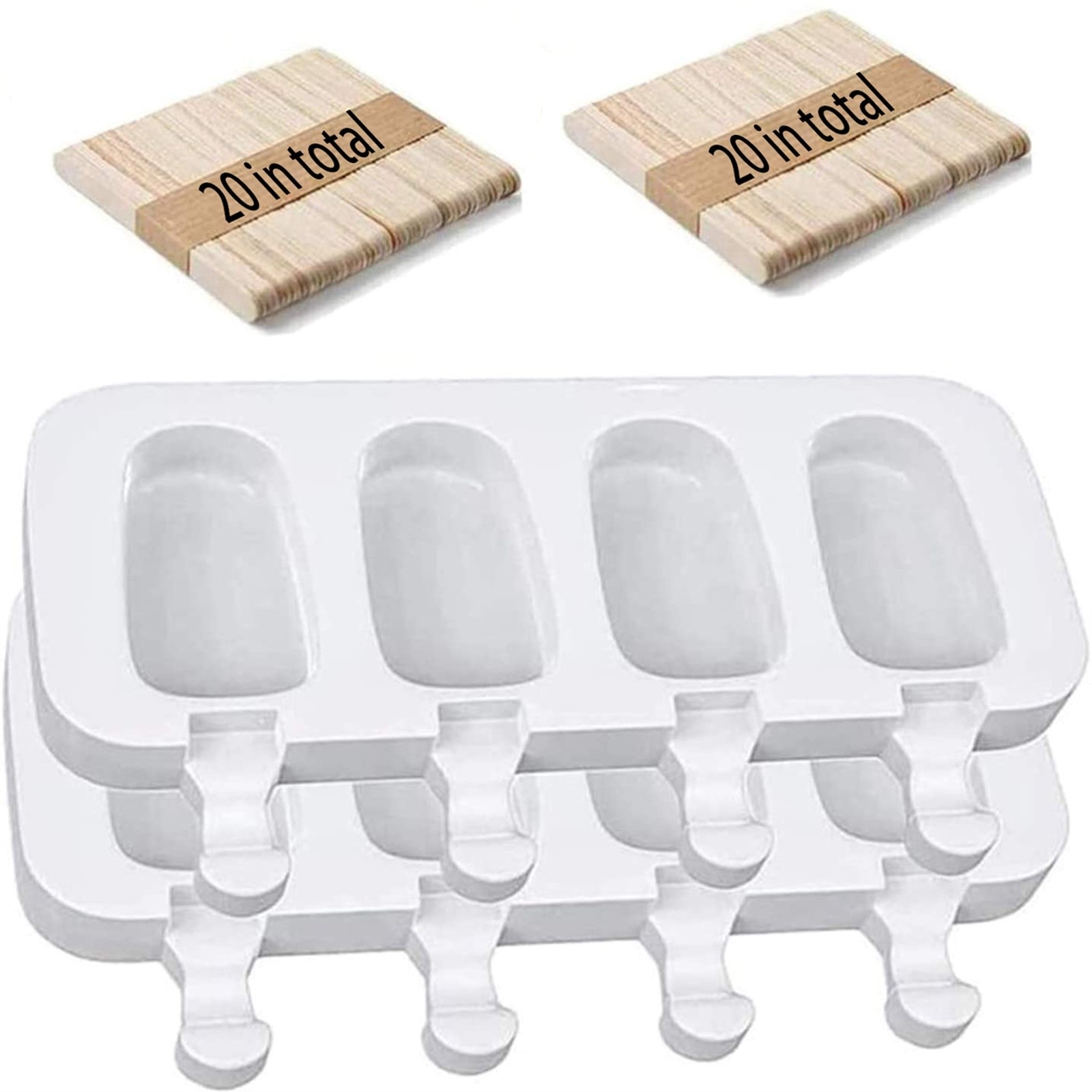 Ice cream mold 8 cell frozen silicone with Popsicle Stick juice Popsicle maker Popsicle Barrel Diy Mold Dessert Ice Cream Mold: 2X40