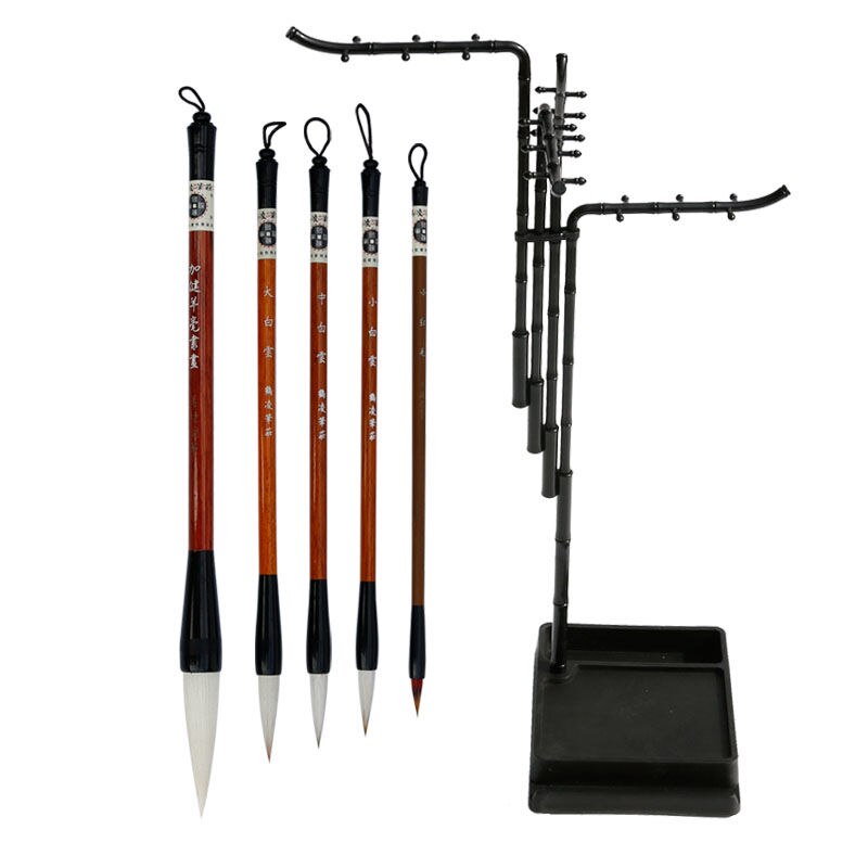 Multifunctional Brush Holder 24 Hanger Calligraphy Brush Holder Traditional Painting Writing Organic Plastic Brush Rack