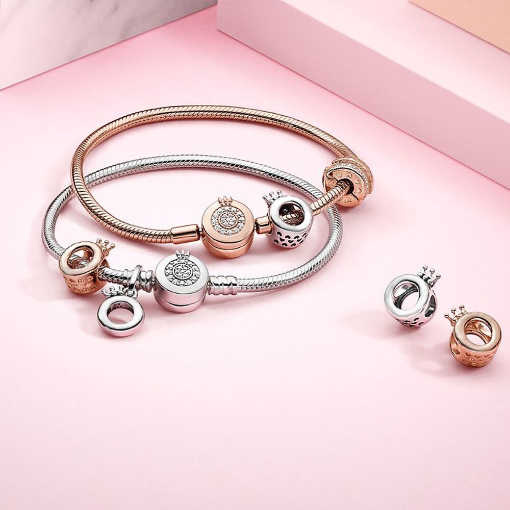 Armband 925 Sterling Zilver Eenvoudige Armband Fonkelende Cz Fit Originele Bedels Kralen Diy Sieraden Voor Vrouwen Armband