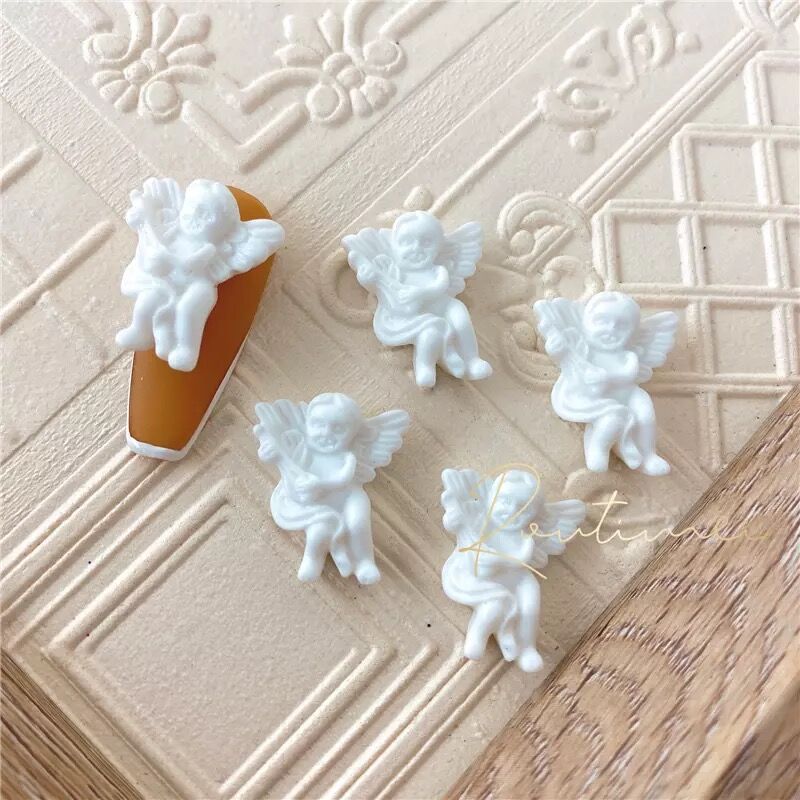 10 stk barok engel baby 3d nail art dekorationer retro diy ornament manicure tilbehør