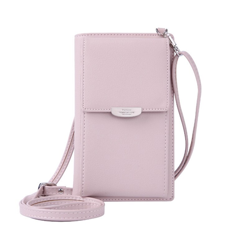 Bolso bandolera para mujer, bolso de mano para teléfono, cartera con solapa, bolso de hombro para teléfono con pantalla táctil: Pink