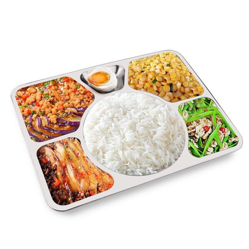 Stainless Steel 6 Compartment Rectangular Dinner P... – Vicedeal