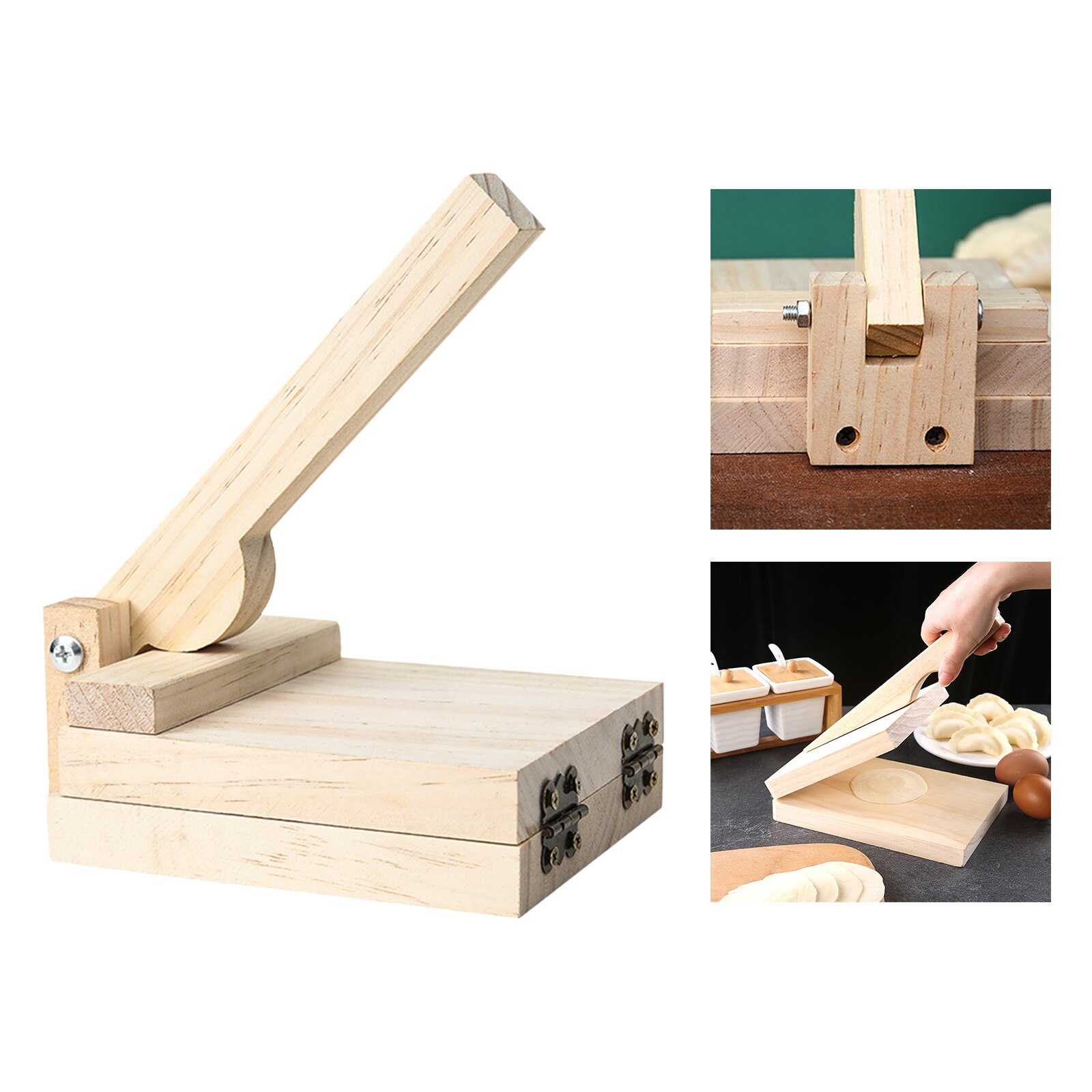 Wooden Tortilla Paste Press Manual Dumpling Presser Pizza Maker Baking: Square