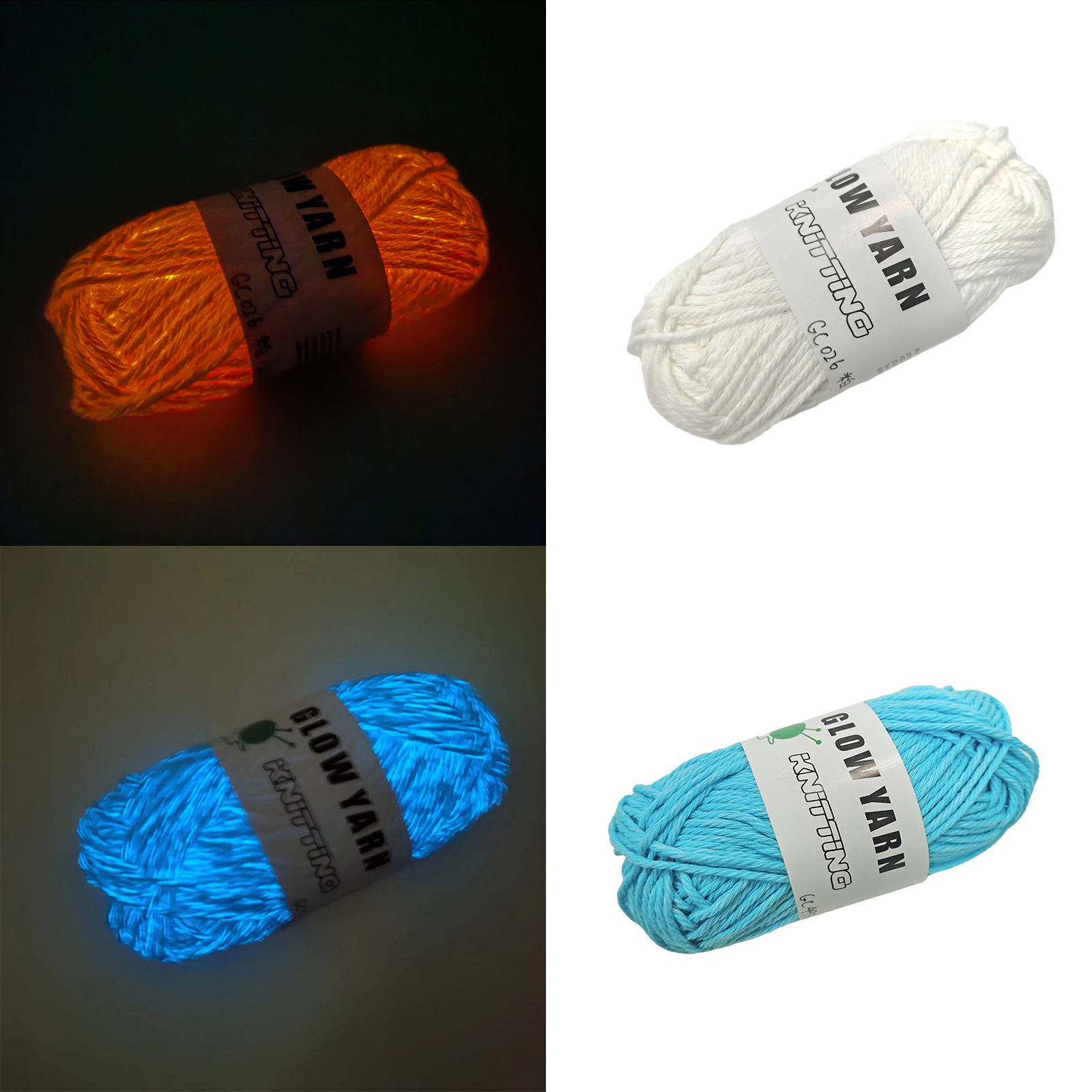1 unidad de 50g de hilo de algodón puro que brilla en la oscuridad, 100% hilo de algodón que brilla en la oscuridad, muñeca DIY de 2mm y 45 metros
