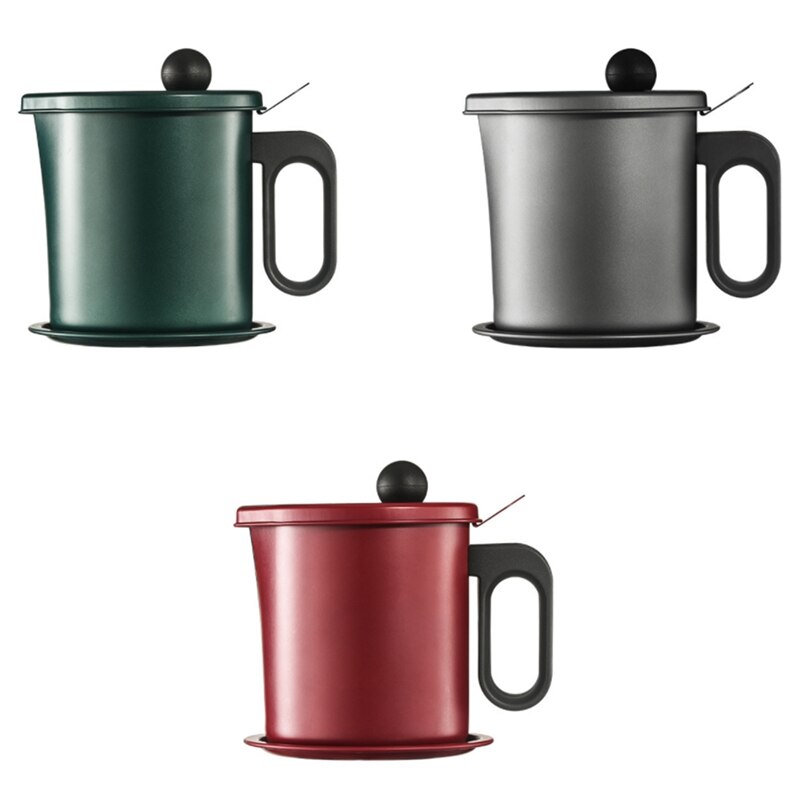 1.7l filtro de armazenamento de óleo da cozinha do agregado familiar garrafa de óleo de aço inoxidável com tampa recipiente de filtro de armazenamento de óleo da cozinha