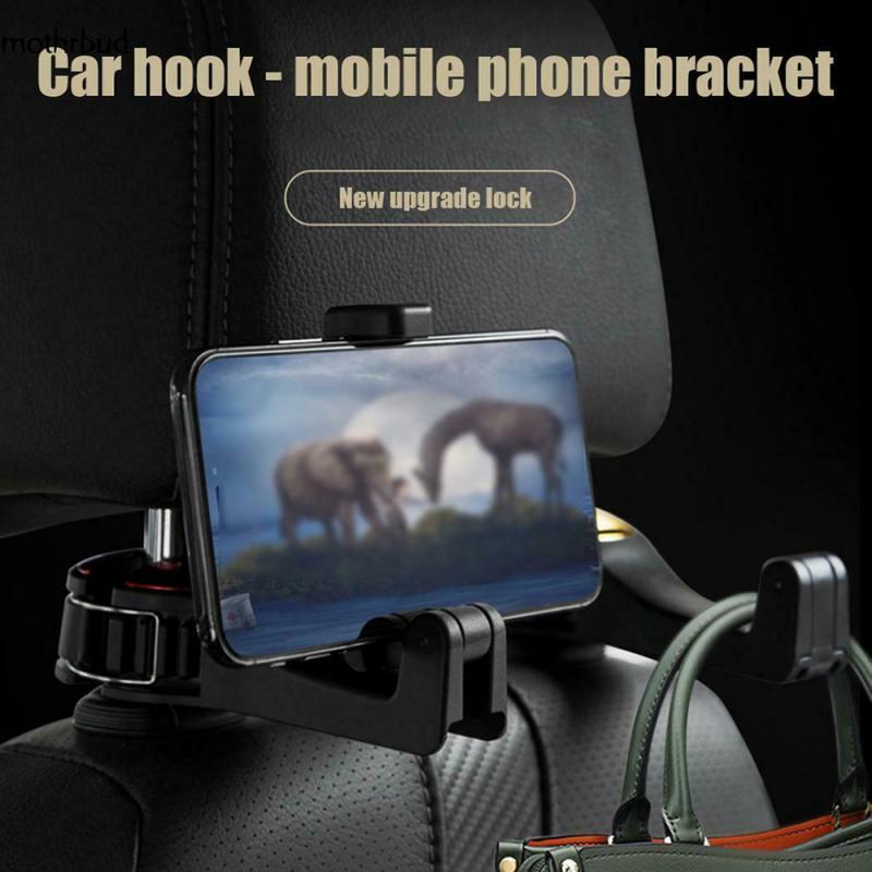 2 In 1 Car Hidden Seat Back Hook Mobile Phone Bracket Car Multi-function Rear Row Car Phone Bracket Phone Holder With Hook