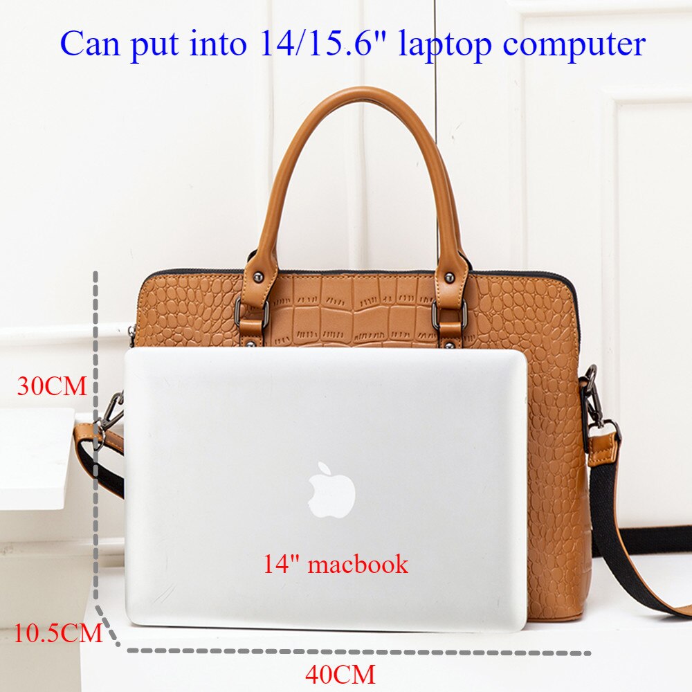 Vrouwen Aktetas Kantoor Computer Schouder Tas 14 "15" Laptop Handtas Dames Lederen Business Aktetassen Handtassen Maletin Mujer