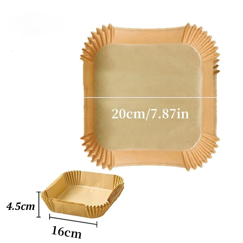 Plateau d'ustensiles de cuisson en papier jetable pour friteuse à Air, tapis antiadhésif, revêtement résistant à l'huile, tampon de Barbecue pour four de cuisine, 50/100 pièces: Option13 / kaki foncé