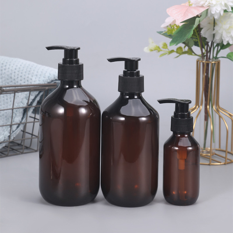 Tom tvålflaska för husdjur brun badrumsduschgel påfyllningsbara flaskor schampotvätt hårbalsam lotions pressautomat