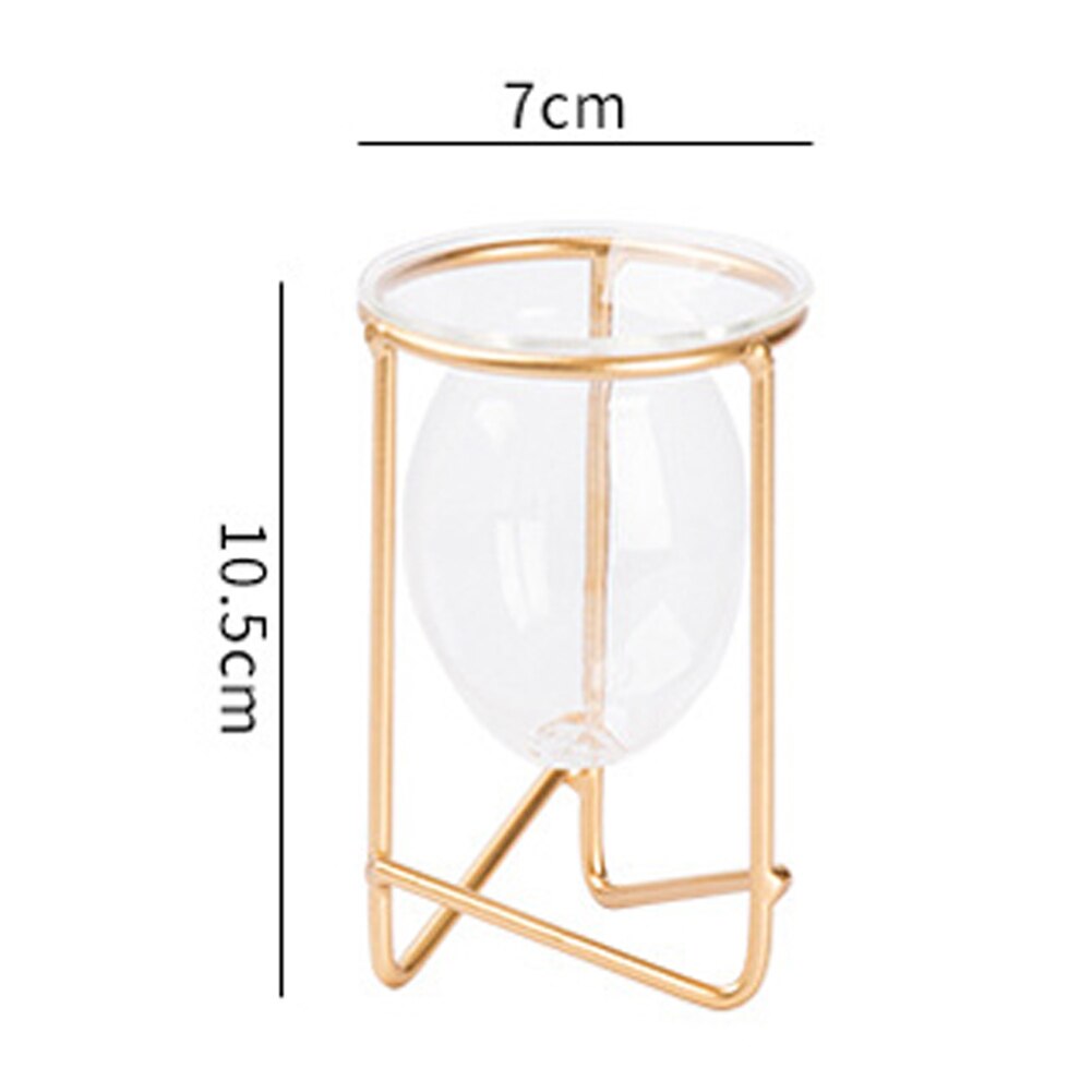 Table Desk Bulb ABS Hydroponic Vases Flower Plant Pot with Iron Tray Office Decor DEC889: D