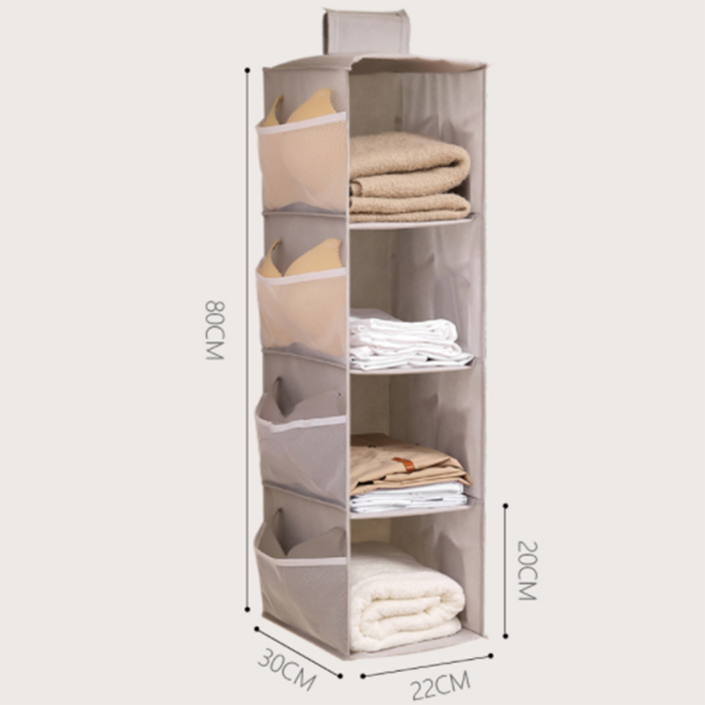 Cassetto appeso ripiano borsa armadio intimo organizzatore cremagliera tessuto piegato con tasca laterale salvaspazio per riporre: M(3 strato) / grigio