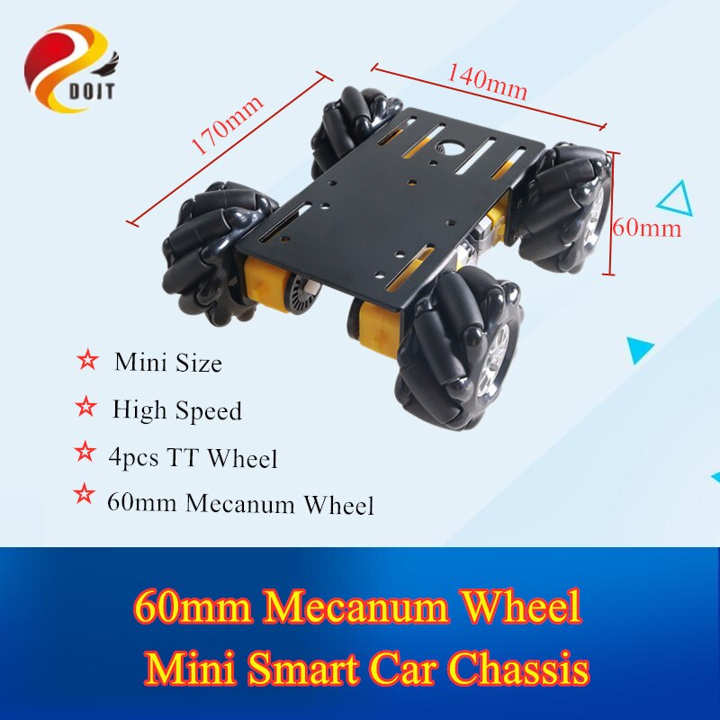 60mm Mecanum RC Car Chassis Omni-directional Robot Car Chassis Kit with 4pcs TT Motor for Arduino DIY Toy Parts High Speed