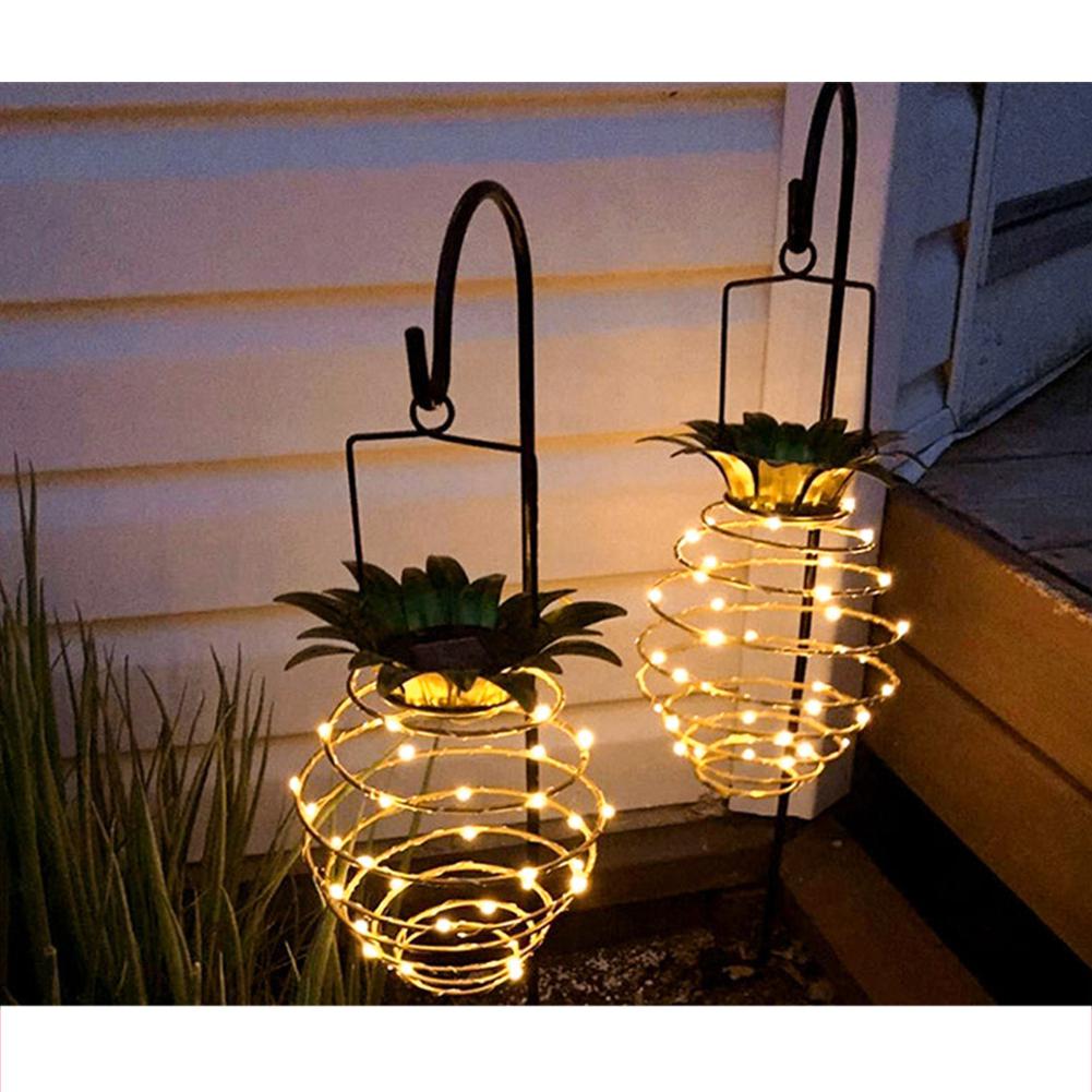 Glorystar led kobber lys solenergi lys string ananas lampe lanterne vandtæt udendørs havedekoration