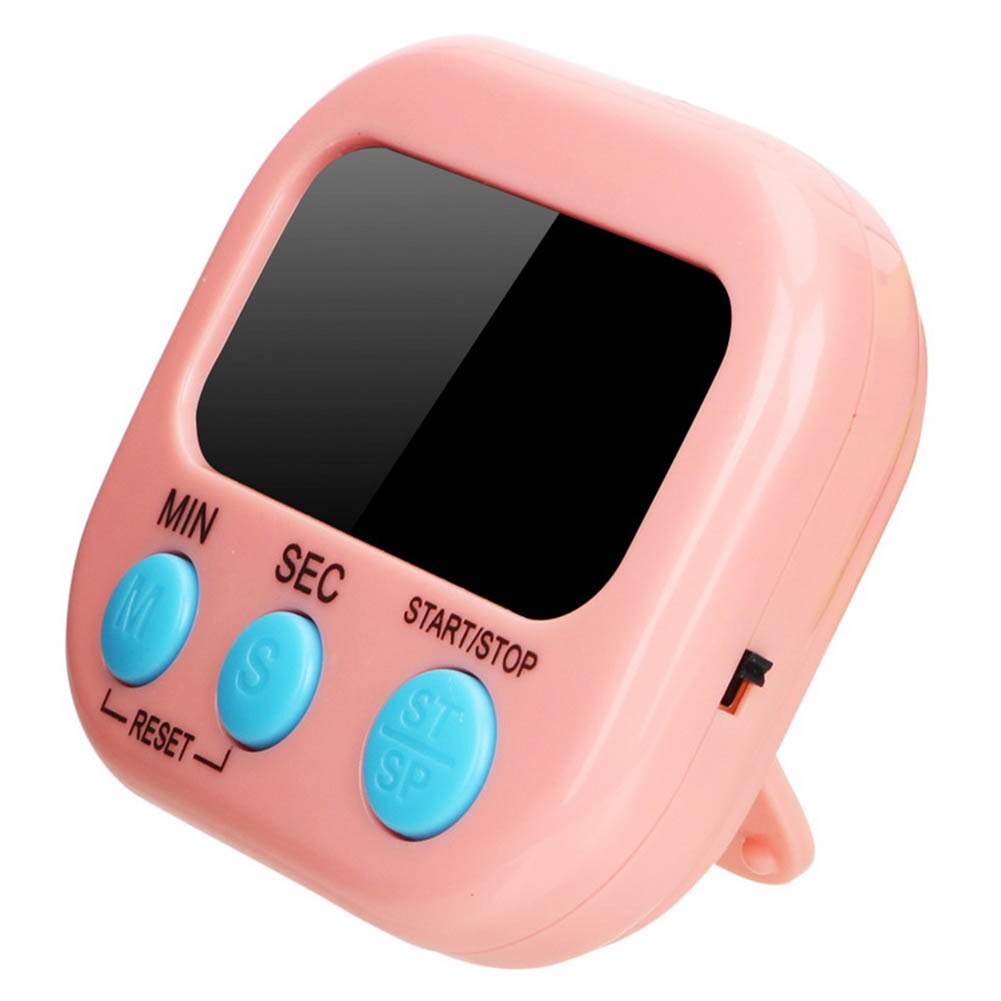 household Supplies Kitchen Timer LCD Display Home Kitchen Timer Square Baking Cooking Count Alarm Sleep Stopwatch: Pink