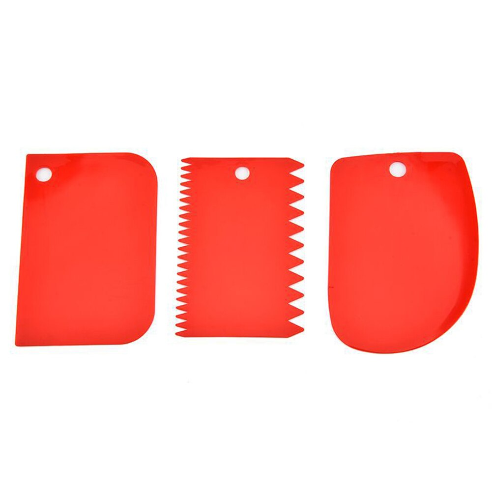 3 stuks/set cake cream spatel diy cake bakken mix schraper spatels fondant gebak uitstekers keukengereedschap fea 889: Rood