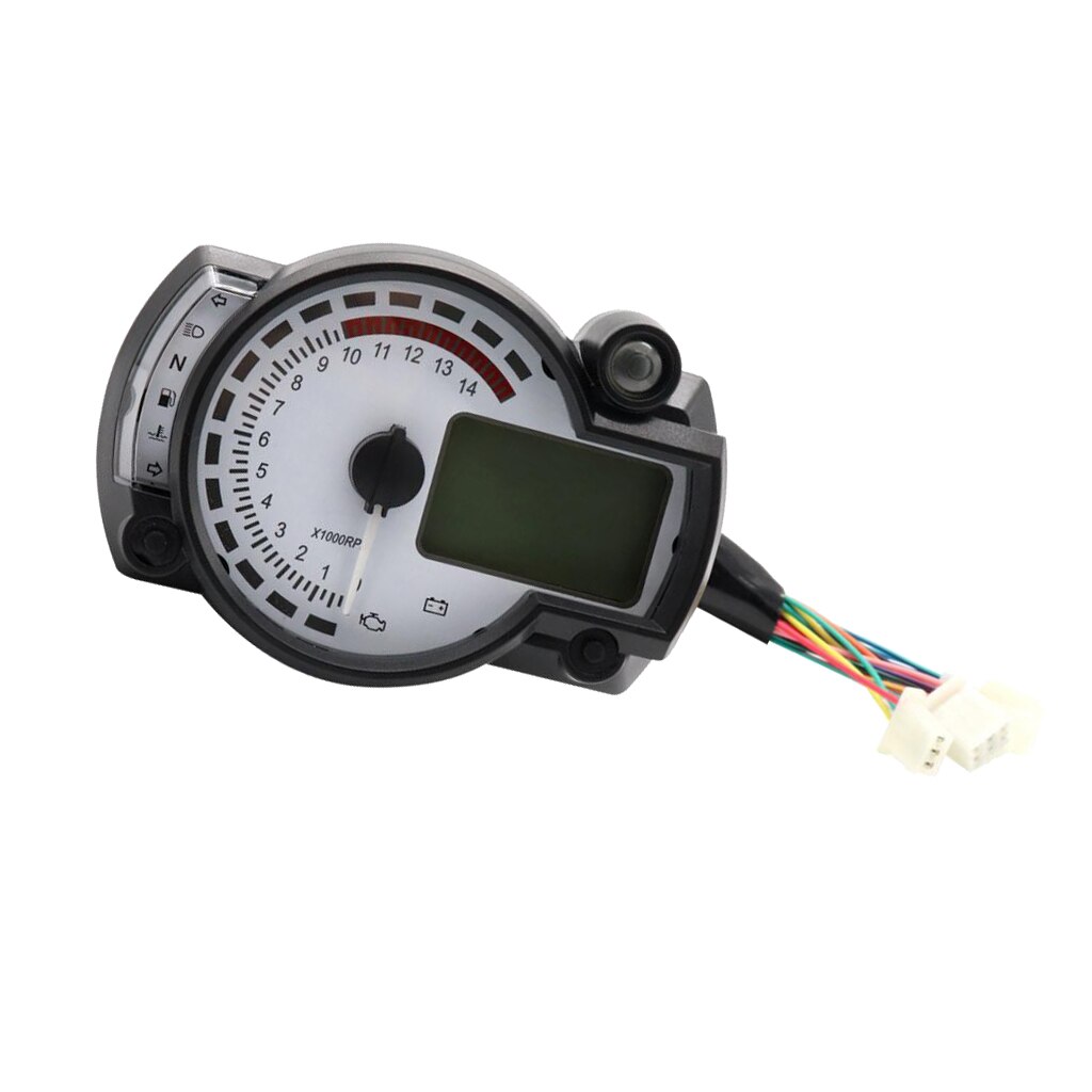 Universal LCD Motorcycle 7 Colors Speedometer Odometer 14000 RPM Speed Fuel Gauge 299 Kph Mph -12V