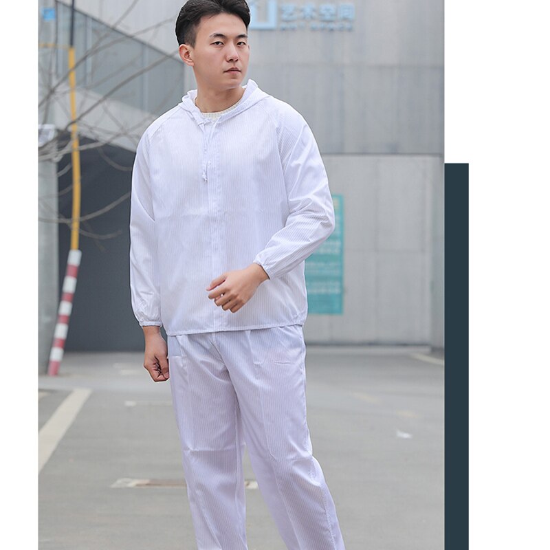 Anti-Static Overalls Hooded Dust-proof Jumpsuit Work Clothes Uniform Protective Clothing Food Factory Lab Coats Coveralls