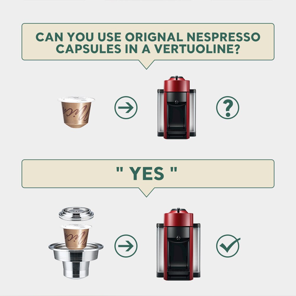 Stainless Steel Converter Adapter For Nespresso Vertuoline Beville/Plus Machine Reusalbe Capsule Coffee Transfer Original Nespre