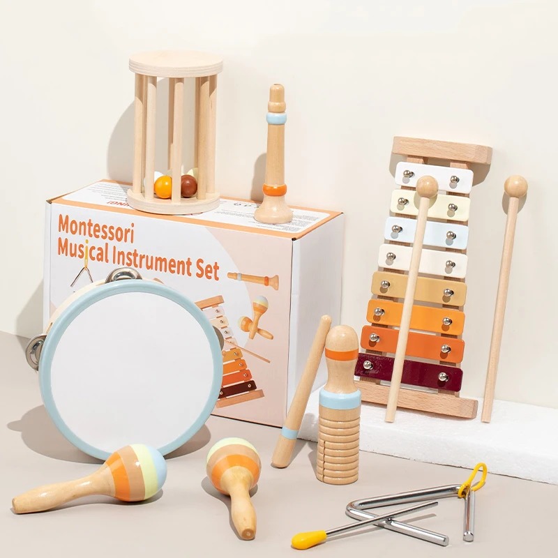 Baby-Musikinstrumente, Montessori-Holzspielzeug, Percussion-Xylophon-Set für Kleinkinder, pädagogische im Vorschulalter: green