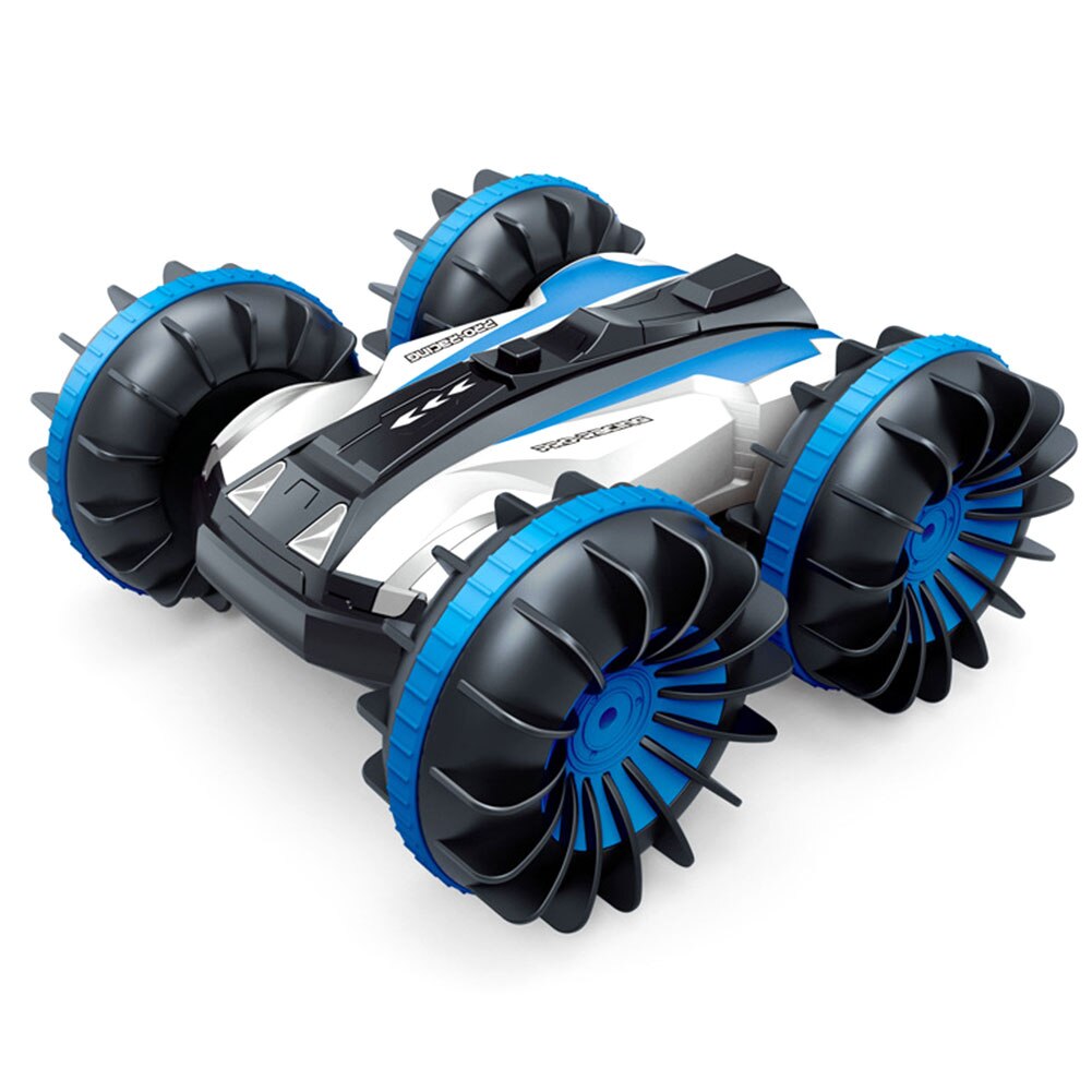 2.4GHz 4WD 1:18 Double-sided Prodezza Regalo di 360 Gradi Gira Anfibio Barca RC Auto Rotativo Impermeabile Giocattolo Per Bambini di compleanno Off Road: Blu