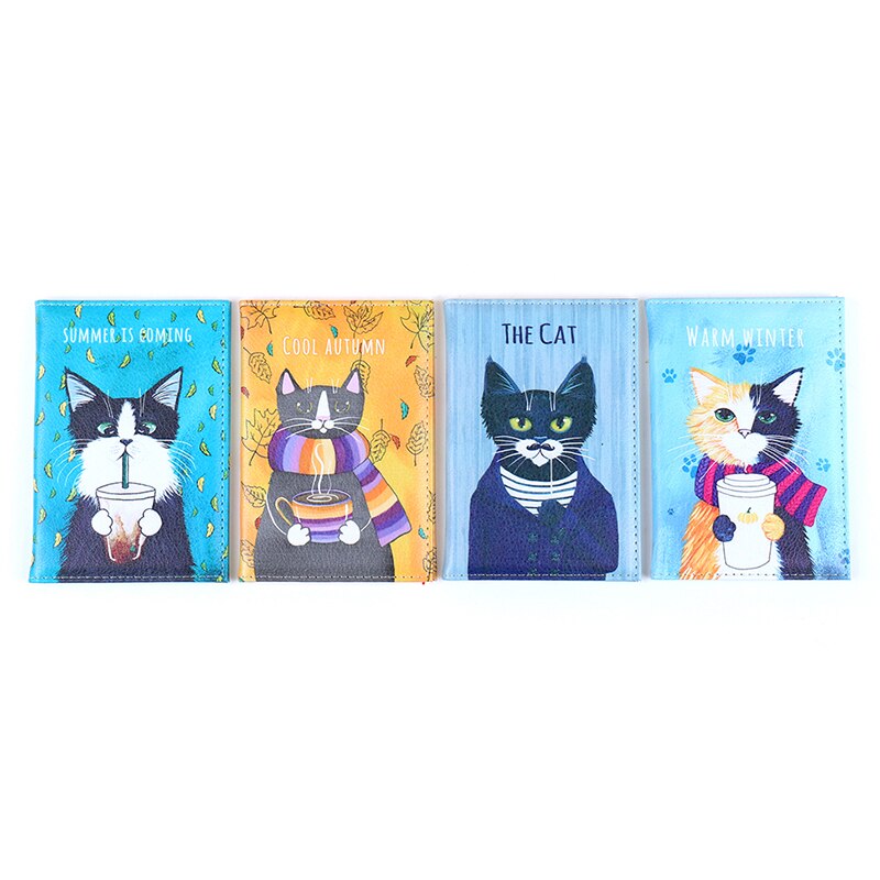 Cat Passport Cover Travel Wallet Pu Leather Case Document Organizer Protector