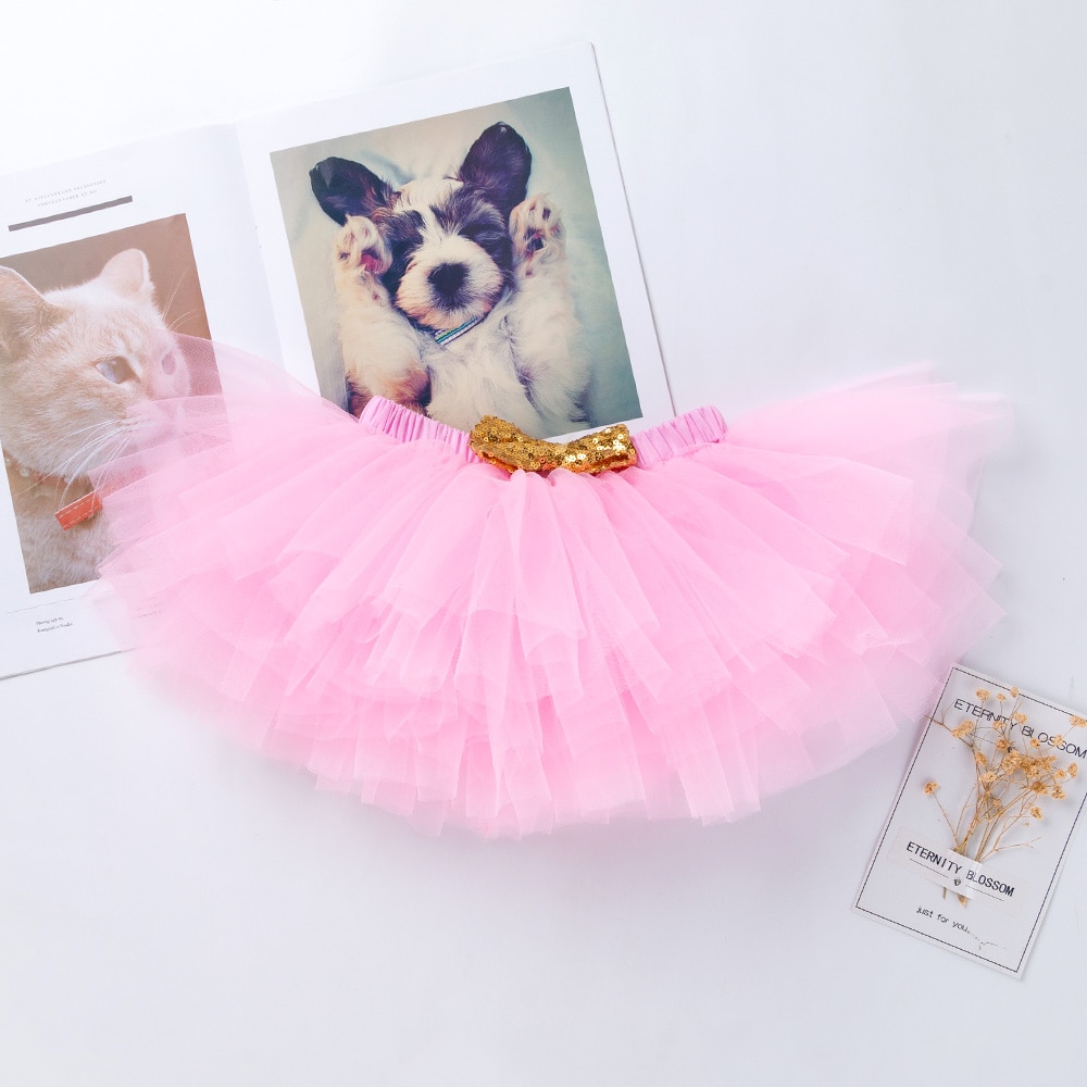 Pettiskirt – jupe Tutu solide pour bébé fille, jupe pour enfant en bas âge, avec nœud doré, d&#39;anniversaire, , de 0 à 2 ans, 2022