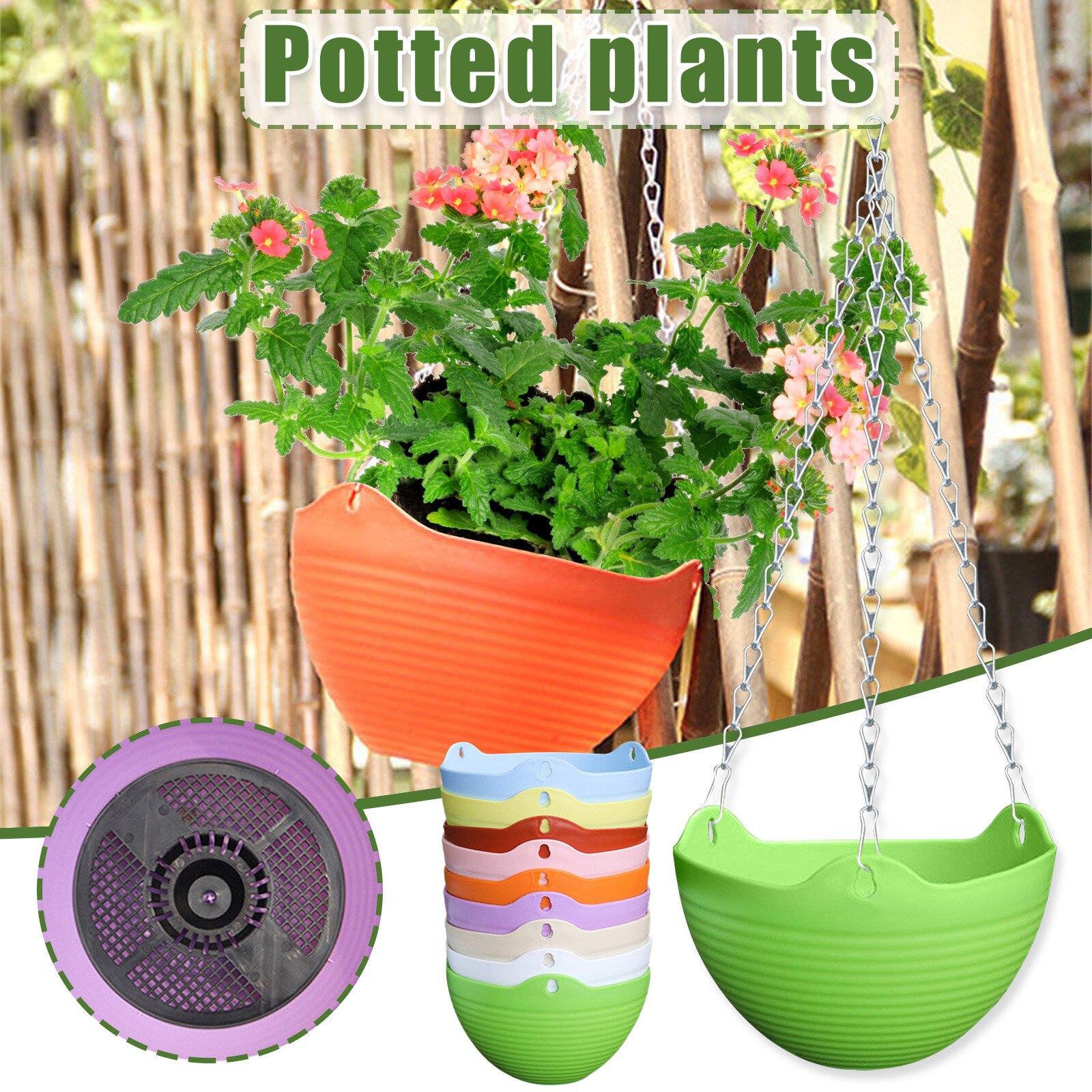 De tejido de mimbre de maceta de flores bonsái de jardín olla maceta colgante de pared planta crecer cuenca cestas patio balcón