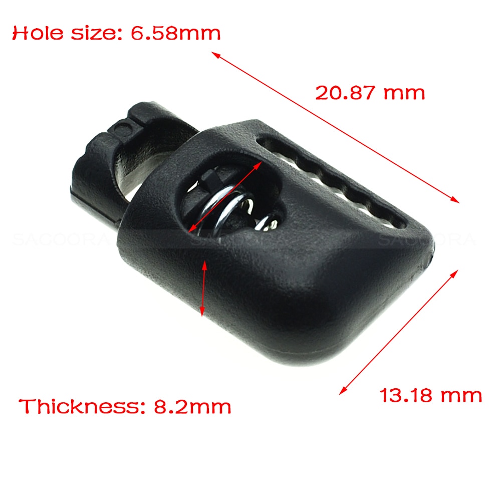 100Pcs Plastic Cord Lock Stopper Toggle Cilp Koord Gesp Zwart Voor Kledingstuk Accessoires