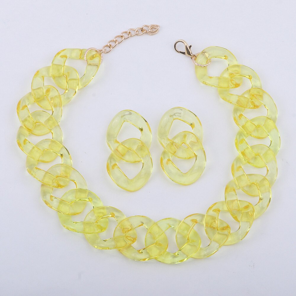 Fishsheep Transparant Acryl Ketting Grote Ketting Voor Vrouwen Kleurrijke Clear Choker Kraag Ketting Mode-sieraden: yellow as photo