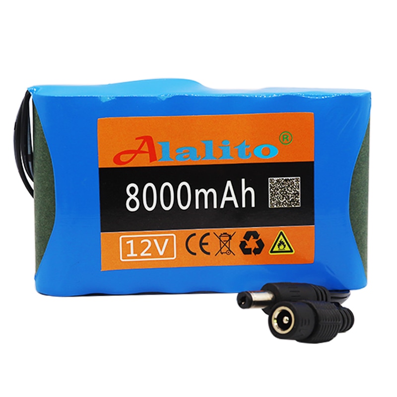 ALalito High Power battery pack 8Ah 18650 Rechargeable Lithium Ion battery pack capacity DC 12.6V 8000mAh CCTV Cam Monitor