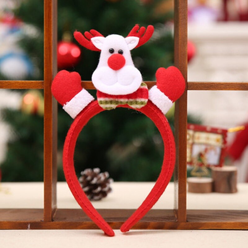 Christmas cartoon headband with lights party headband headband christmas hat christmas: Dark Khaki