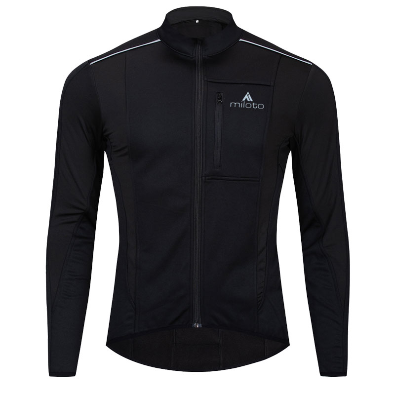 Reflekterande cykeljacka herr termisk fleece varm vindjacka vintersport cykelkläder utomhus vattentät mtb cykeljackor: Svart / Xxxl