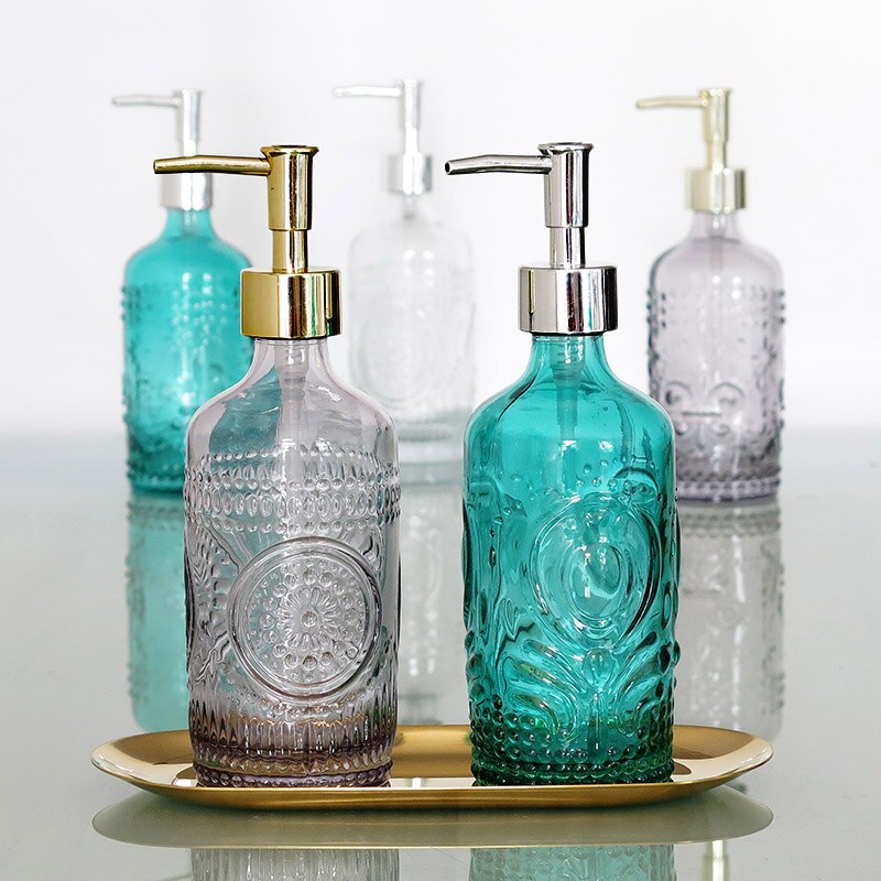 Newyearnew 350ml glazen flessen handwasmiddel emulsie zeepdispenser retro badkamerdecoratie accessoires