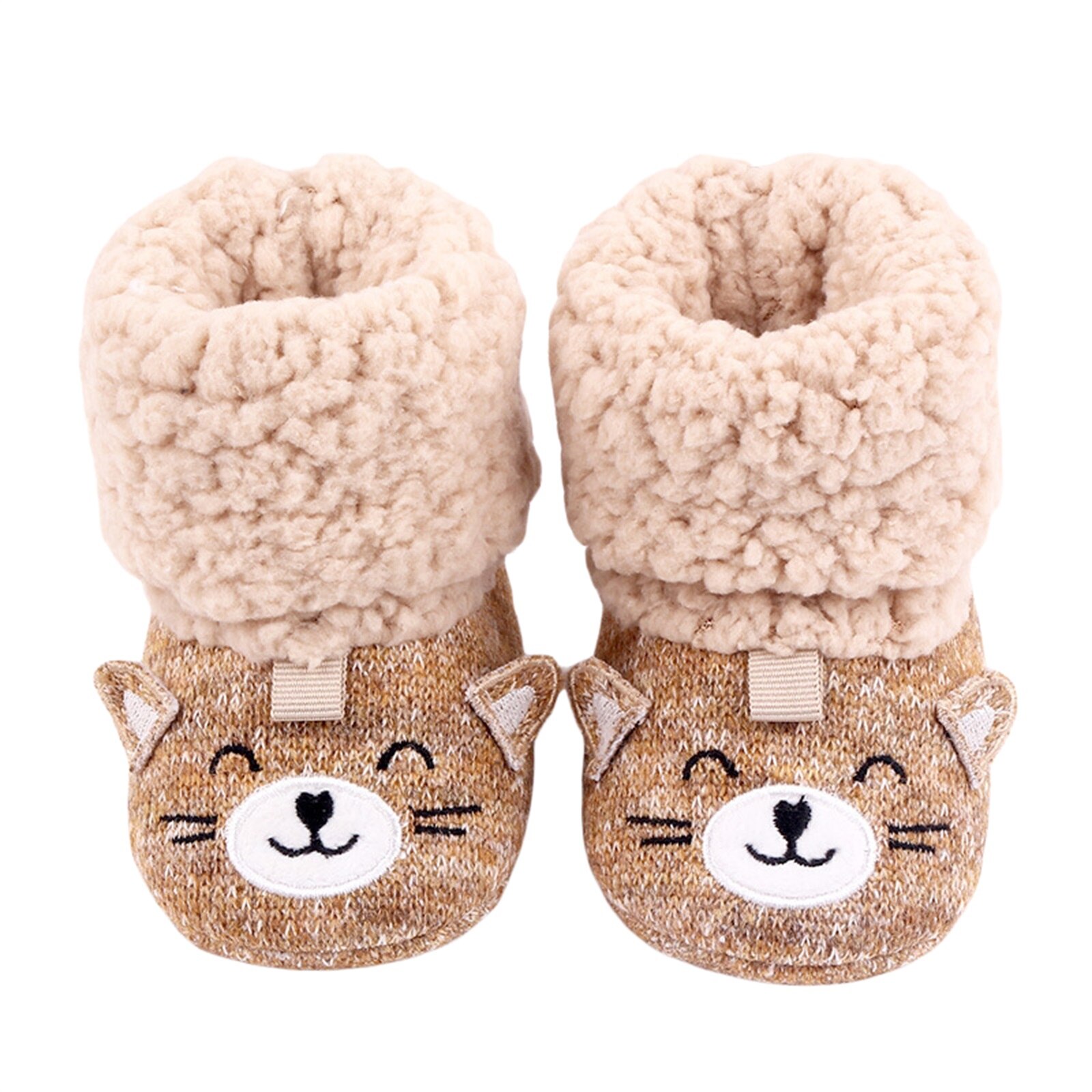 Niedliche babyschuhe mit flauschigem bärenmuster für herbst und Winter, lang geschnitten #39 warm und mit weicher sohle, Ideal für partys und fotoshootings.: Kastanienbraun / 19-24 monate
