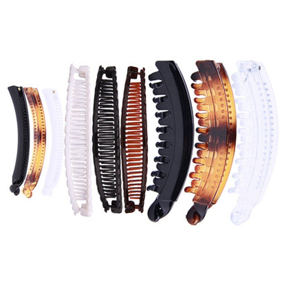 Pince à cheveux banane Vintage, ensemble de pinces à poisson pour filles, Barrettes à griffes de couleur unie, accessoires pour cheveux pour femmes, pince de support queue de cheval: 1-1