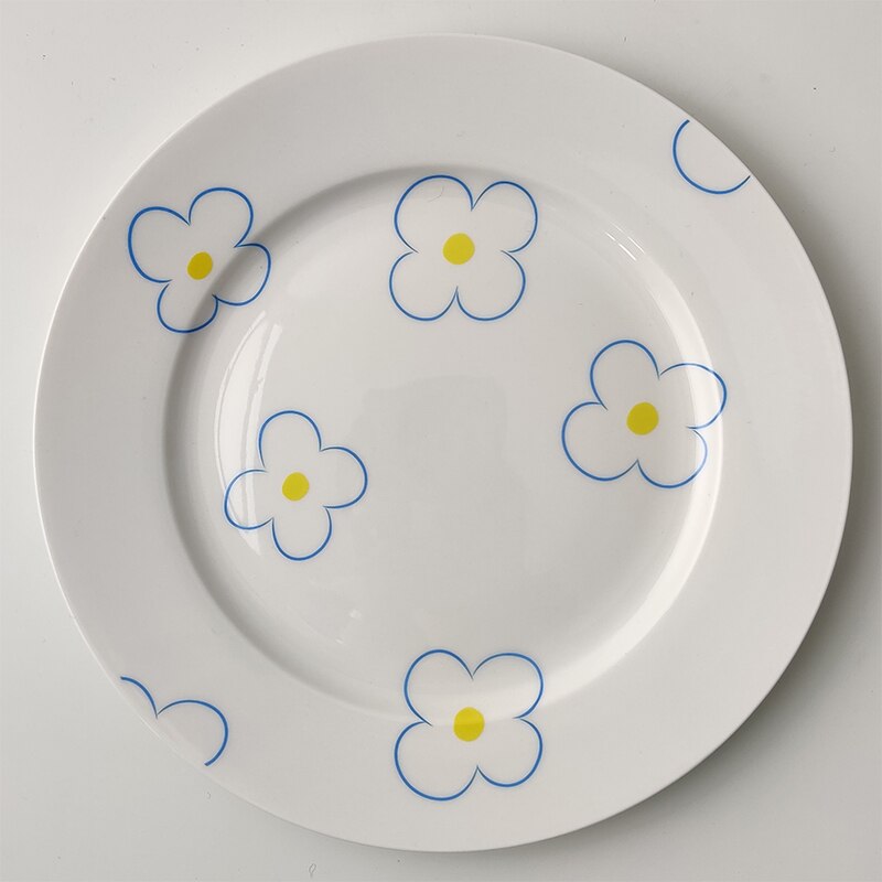 8 Inch Tableware Cute Flower Pattern Plates Ceramic Dinner Set Nordic Porcelain Dessert Plate Steak Salad Snack Cake Plates: Flower five