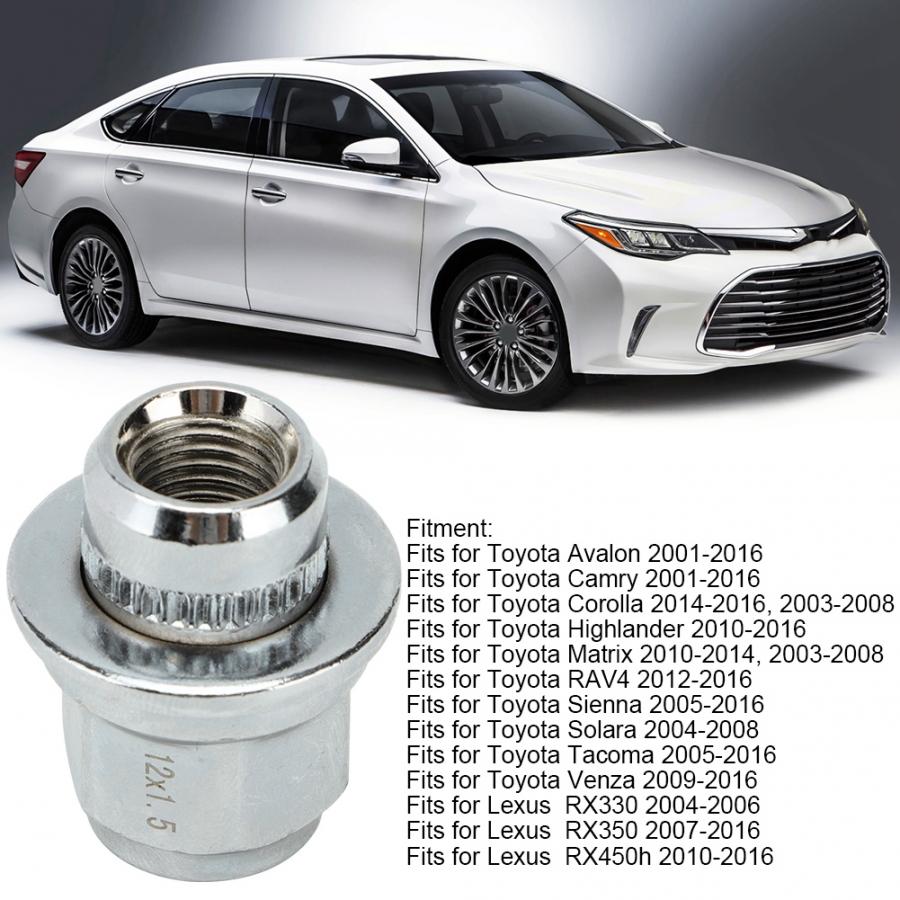Sølv stål bilfælge dæk møtrikker passer til toyota camry/corolla 2001 2002 2003 2004 2005 biltilbehør