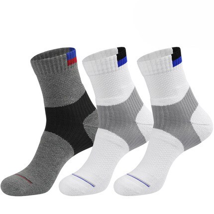 Calcetines antideslizantes y gruesos para hombre, medias deportivas para tenis, bádminton, ciclismo, baloncesto, calcetines de deporte para exteriores, 3 pares: Style 17