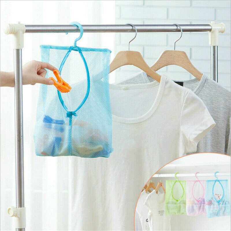 Drying Nets Laundry Peg Bag Storage Clothes Line Hanger Hooks Basket Bucket Pegbag Hanging Drying Mesh Rack Durable