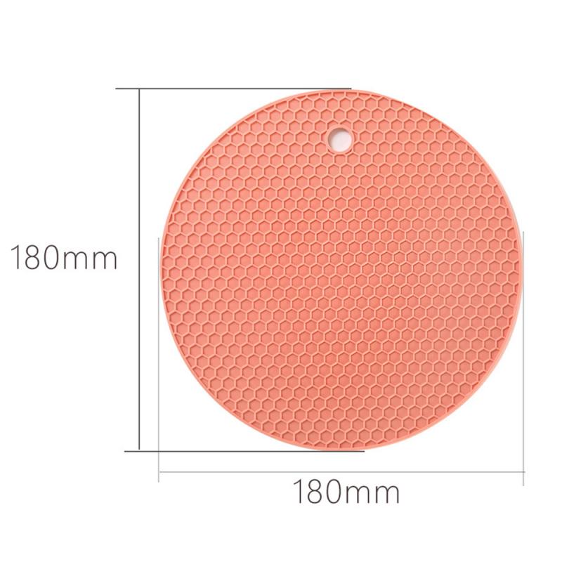 Multi-function Coaster 18cm Round Heat-resistant Silicone Coaster Slip Anti Pad Pot Holder Kitchen Table Placemat: pink