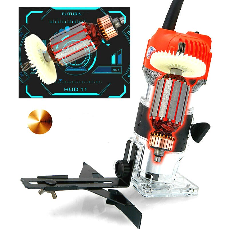 1Set 800W 220V Wood Trim Router 6.35mm Collect Diameter Electric Hand Trimmer Woodworking Laminate Palm Router Joiner Tool