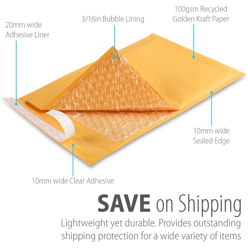 10PCS Kraft Paper Bubble Mailers Bags Padded Envelopes Bag Self Adhesive Seal Bag Courier Packaging Storage Bags